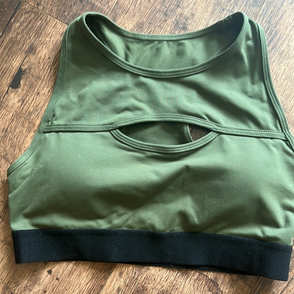 Born Primitive Green and Black Sports Bra with Keyhole Design